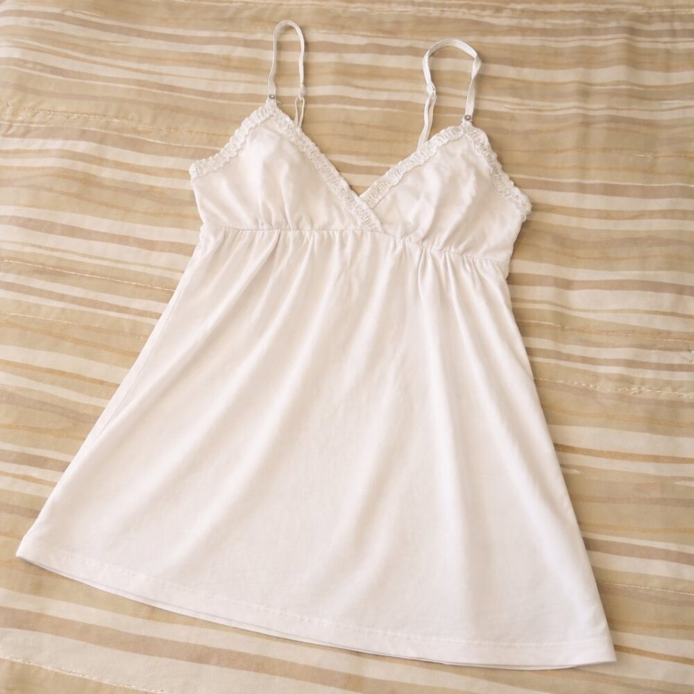 La Senza White Cotton Slip Chemise / Lounge Sleepwear / Pajama Top – Size S